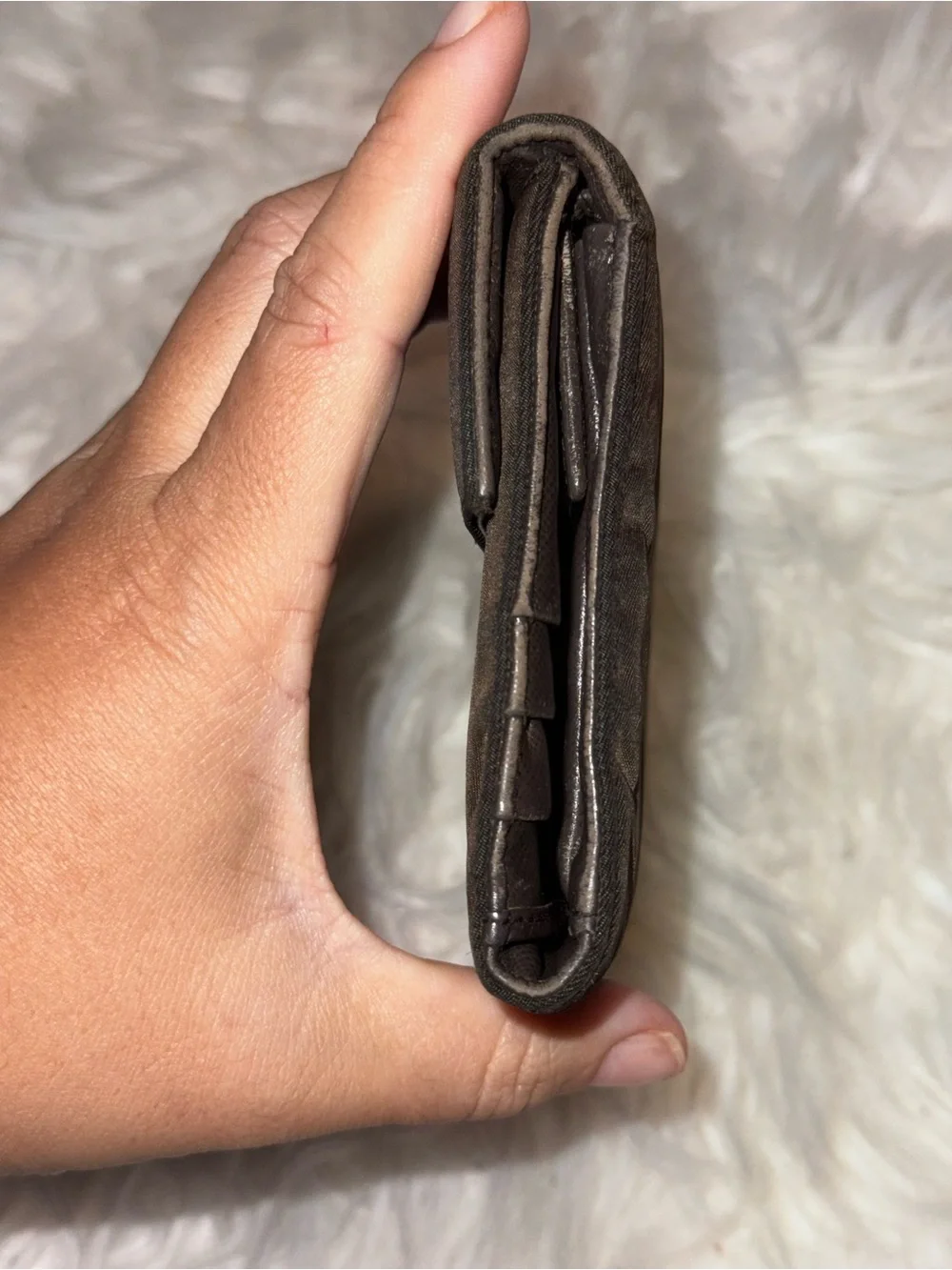 VINTAGE PRADA BROWN TESSUTO NYLON TRIFOLD WALLET